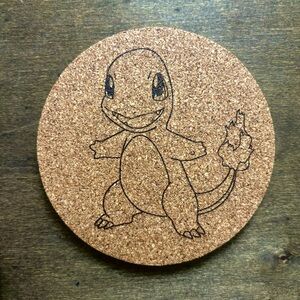 Pokemon Charmander Laser Engraved Cork Coaster